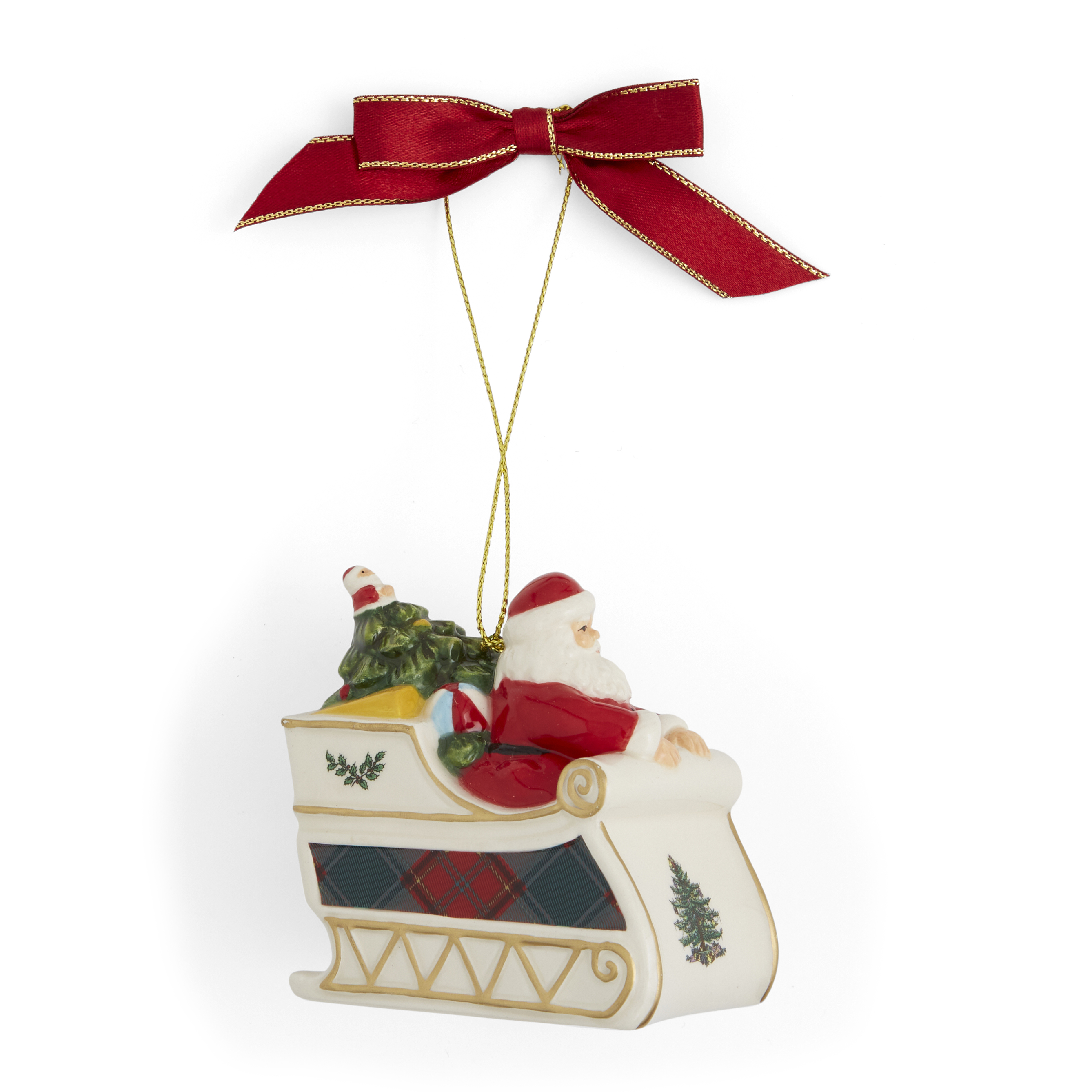 Christmas Tree Santa In Sleigh Ornament image number null